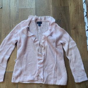 Ann Taylor Soft Pink Ruffled Cardigan